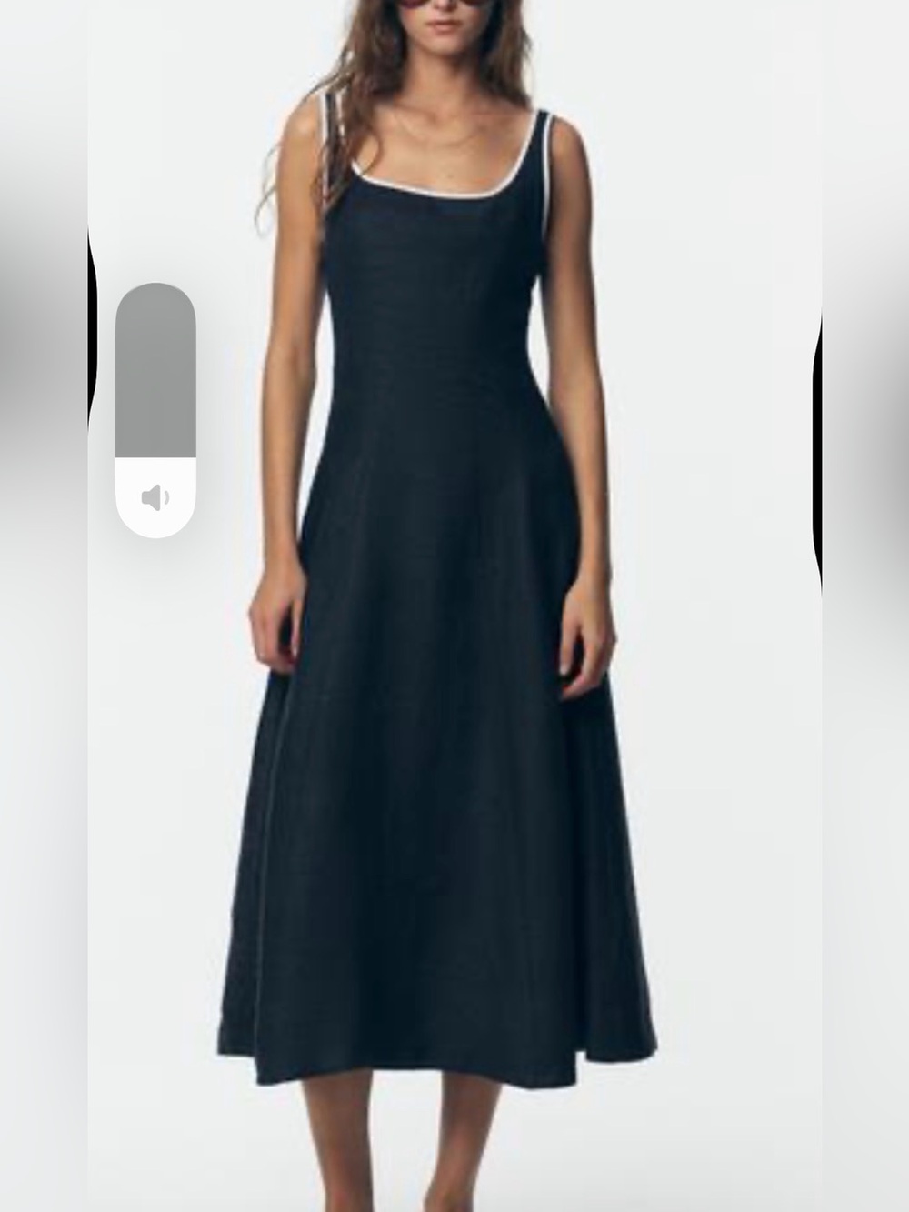 Zara navy blue Midi Dress with White Trim